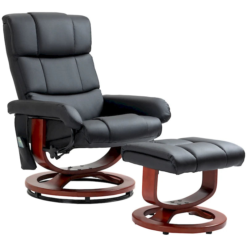 Fauteuil inclinable pivotant dossier haut noir 28.8 avec ottoman