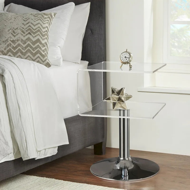 Modern Acrylic Clear Side Table C-shaped End Table - 23.6H x 15.8W x 15.8L