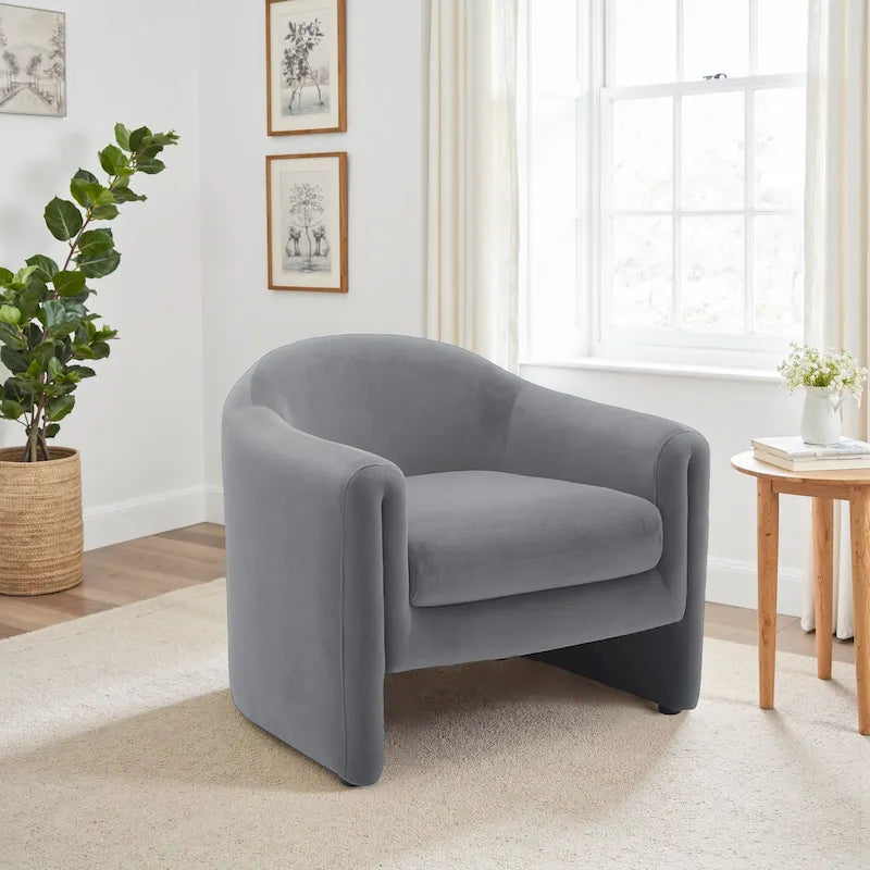 Fauteuil d'appoint moderne capitonné à dossier arrondi