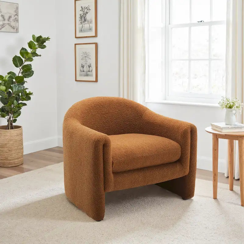 Fauteuil d'appoint moderne capitonné à dossier arrondi