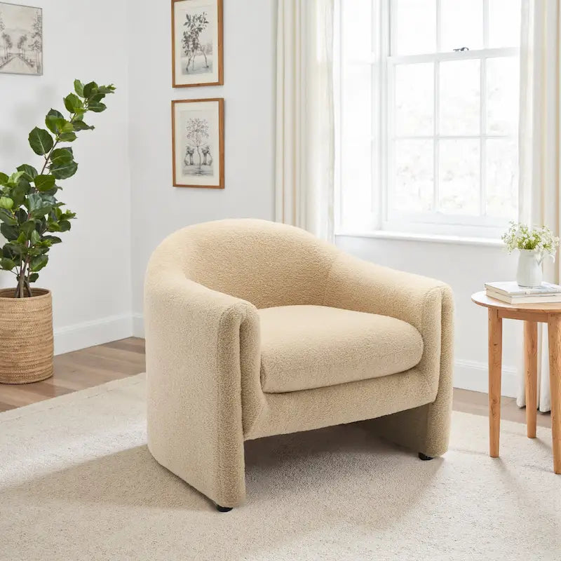 Fauteuil d'appoint moderne capitonné à dossier arrondi
