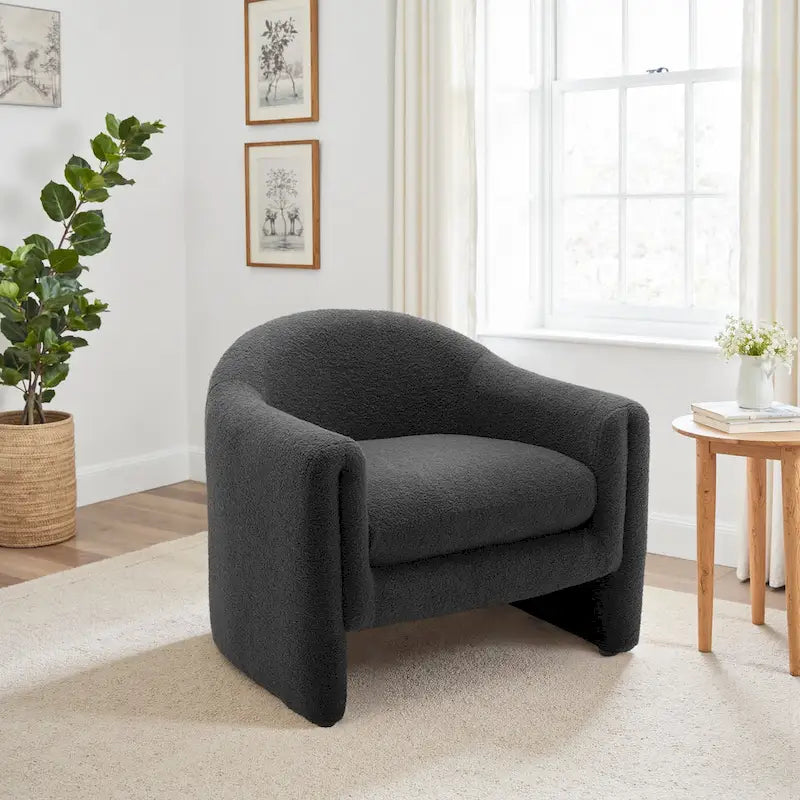 Fauteuil d'appoint moderne capitonné à dossier arrondi