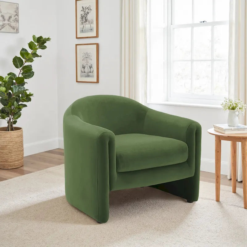 Fauteuil d'appoint moderne capitonné à dossier arrondi