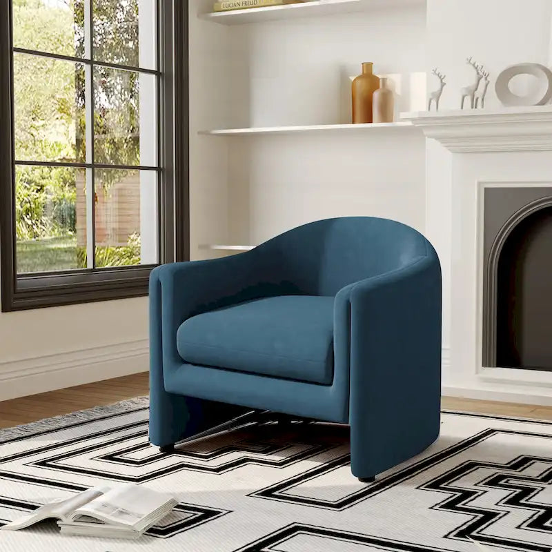 Fauteuil d'appoint moderne capitonné à dossier arrondi