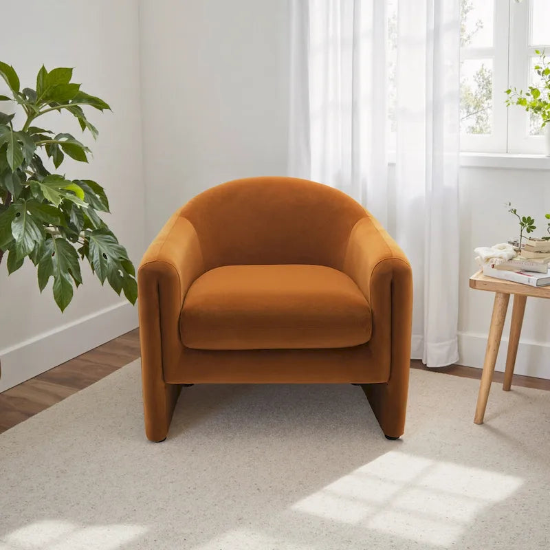Fauteuil d'appoint moderne capitonné à dossier arrondi