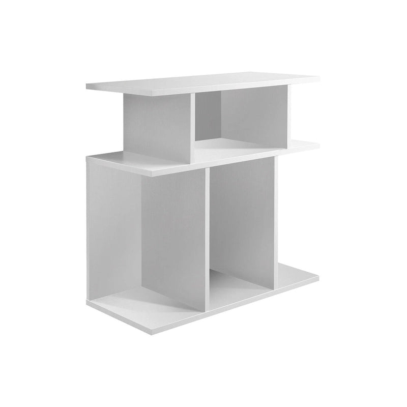 Table d'appoint en bois blanc avec six étagères ouvertes - 11,75
