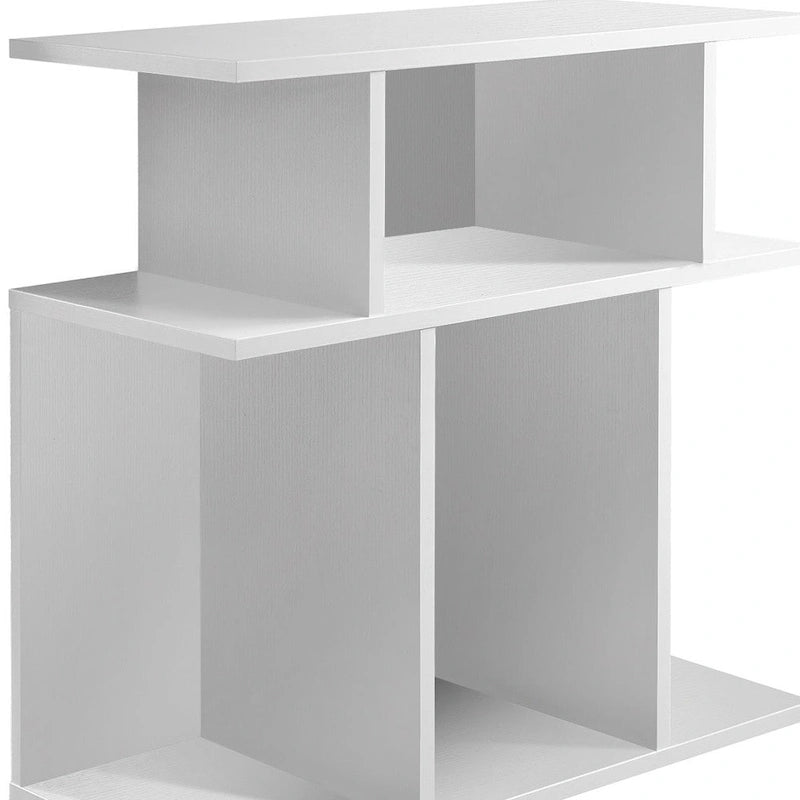 Table d'appoint en bois blanc avec six étagères ouvertes - 11,75