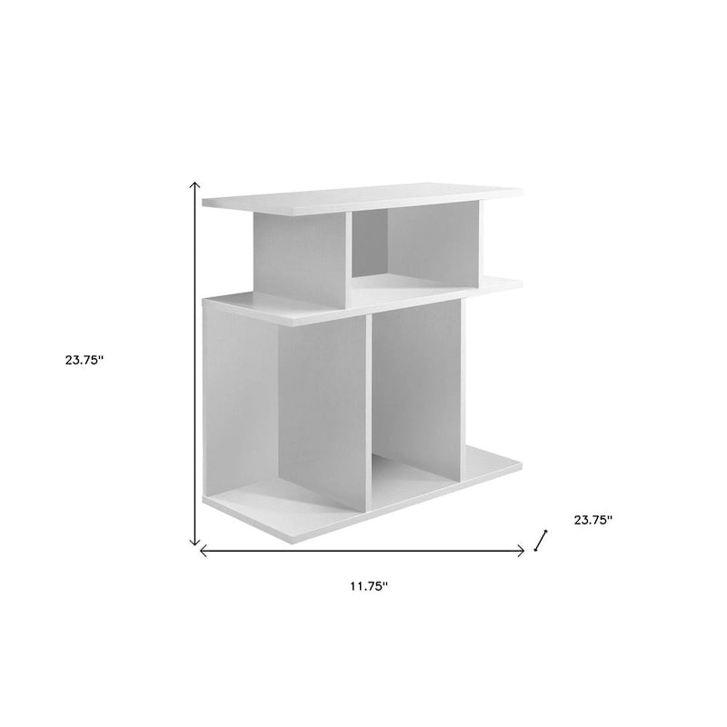 Table d'appoint en bois blanc avec six étagères ouvertes - 11,75