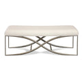 Banc rembourré avec cadre en métal, couleur champagne