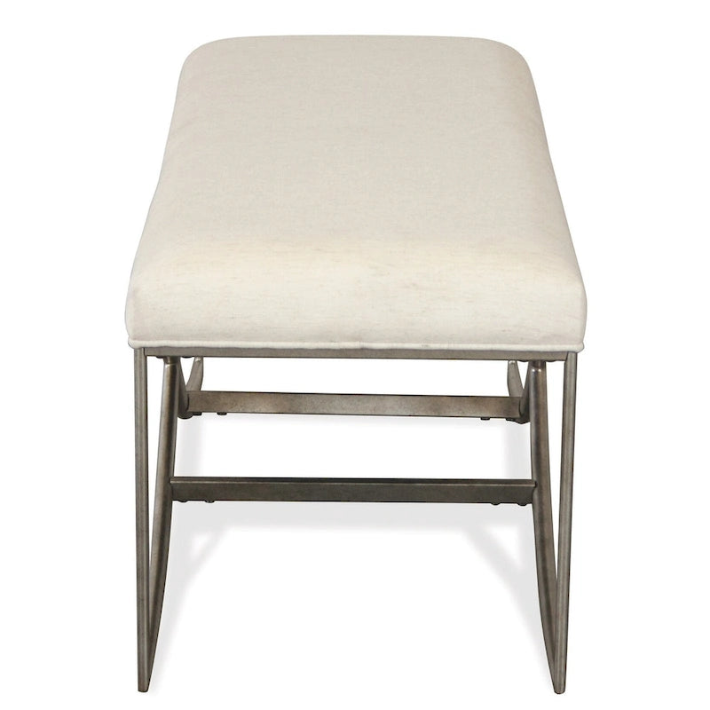 Banc rembourré avec cadre en métal, couleur champagne