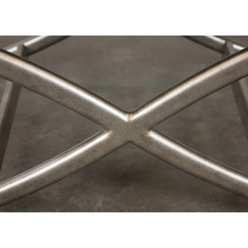 Banc rembourré avec cadre en métal, couleur champagne