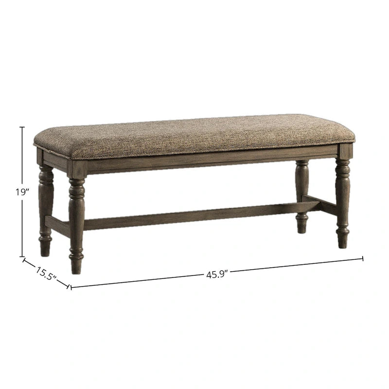 Banc de salle à manger rembourré en chêne rôti