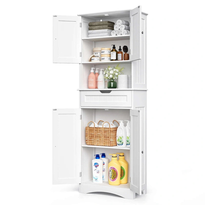 Meuble de cuisine/rangement de salle de bain sur pied, blanc brillant