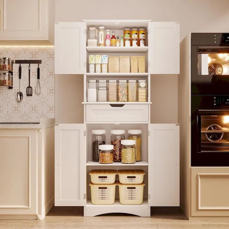 Meuble de cuisine/rangement de salle de bain sur pied, blanc brillant