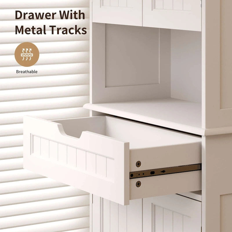 Meuble de cuisine/rangement de salle de bain sur pied, blanc brillant