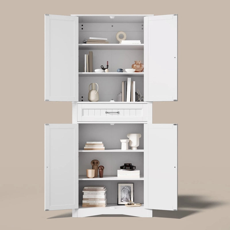 Meuble de cuisine/rangement de salle de bain sur pied, blanc brillant