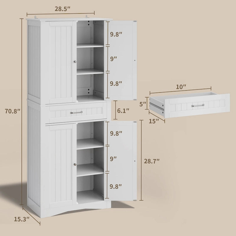 Meuble de cuisine/rangement de salle de bain sur pied, blanc brillant