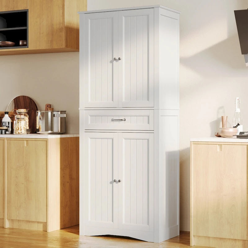 Meuble de cuisine/rangement de salle de bain sur pied, blanc brillant