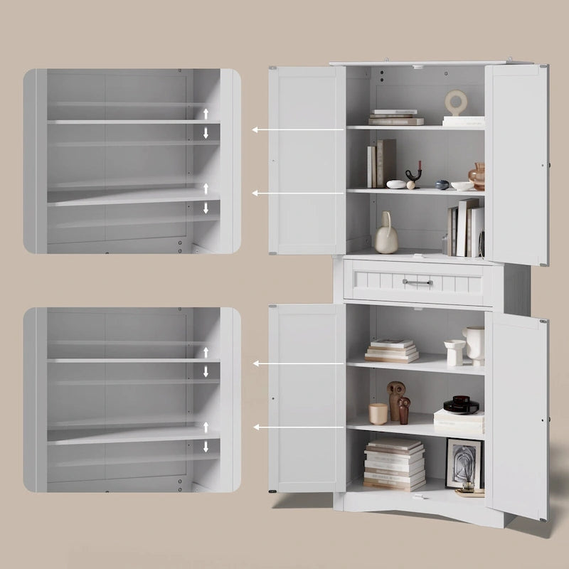 Meuble de cuisine/rangement de salle de bain sur pied, blanc brillant