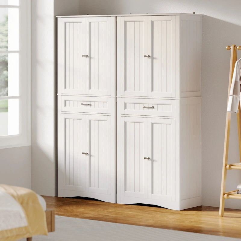 Meuble de cuisine/rangement de salle de bain sur pied, blanc brillant