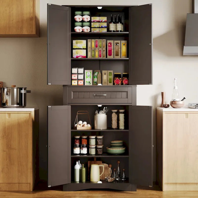Meuble de cuisine/rangement de salle de bain sur pied, blanc brillant