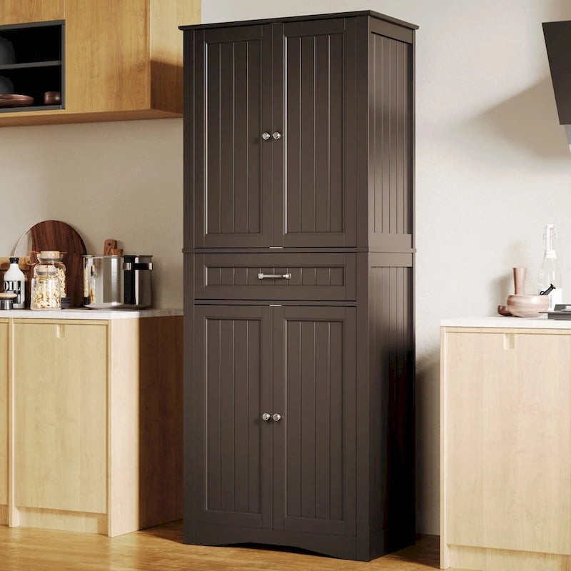 Meuble de cuisine/rangement de salle de bain sur pied, blanc brillant