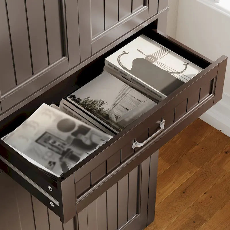 Meuble de cuisine/rangement de salle de bain sur pied, blanc brillant