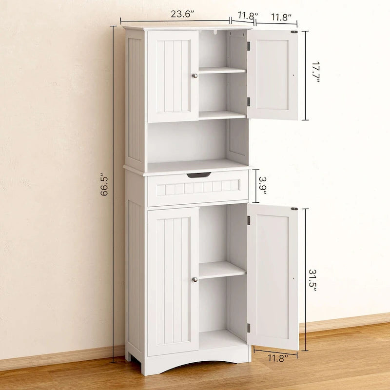 Meuble de cuisine/rangement de salle de bain sur pied, blanc brillant