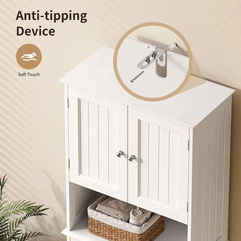 Meuble de cuisine/rangement de salle de bain sur pied, blanc brillant