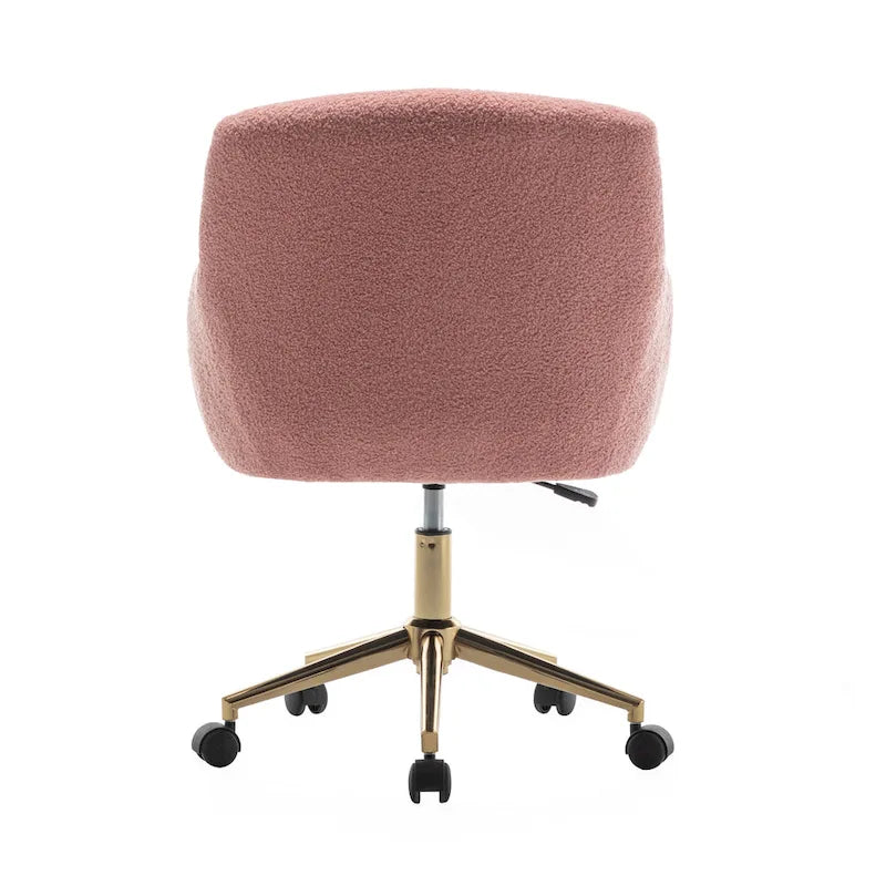 Chaise de bureau pivotante, tissu bouclette, pieds en chrome doré