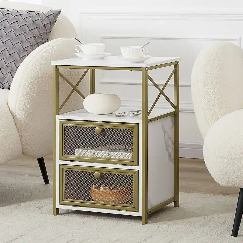 Table de chevet avec 2 tiroirs et étagère de rangement pour chambre, petites tables de chevet, table de chevet