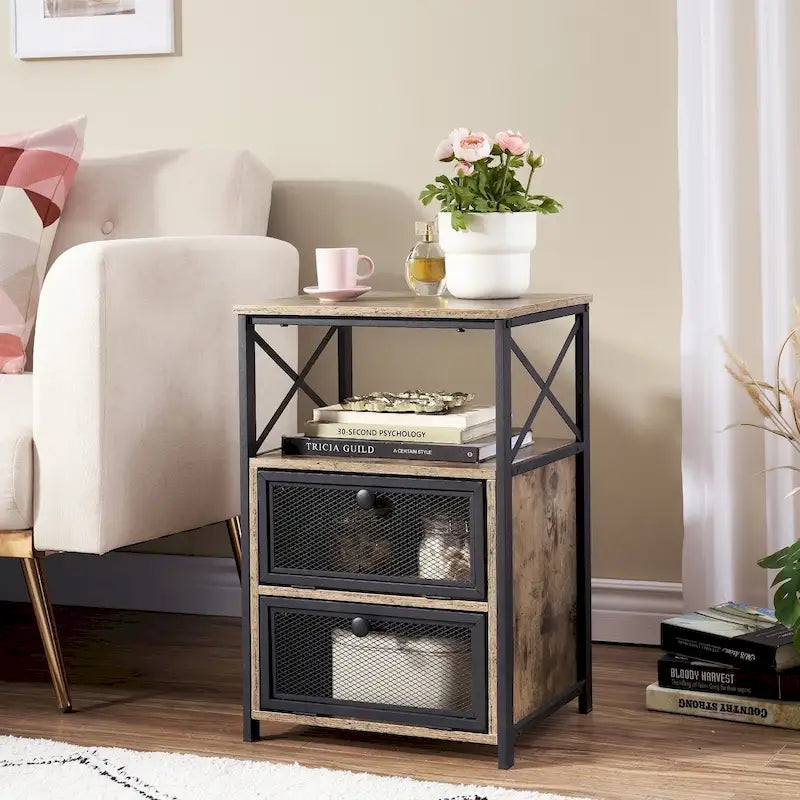 Table de chevet avec 2 tiroirs et étagère de rangement pour chambre, petites tables de chevet, table de chevet