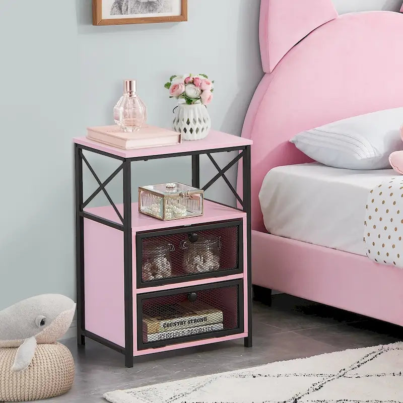 Table de chevet avec 2 tiroirs et étagère de rangement pour chambre, petites tables de chevet, table de chevet