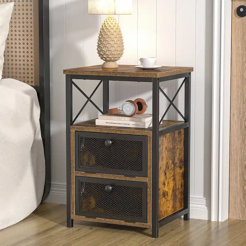 Table de chevet avec 2 tiroirs et étagère de rangement pour chambre, petites tables de chevet, table de chevet