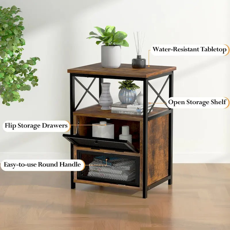Table de chevet avec 2 tiroirs et étagère de rangement pour chambre, petites tables de chevet, table de chevet