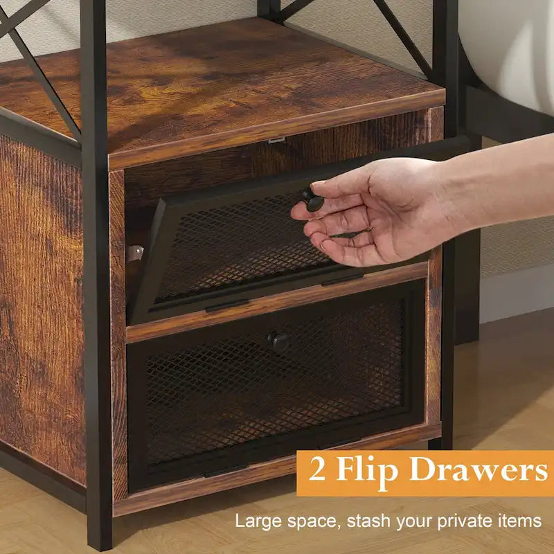 Table de chevet avec 2 tiroirs et étagère de rangement pour chambre, petites tables de chevet, table de chevet