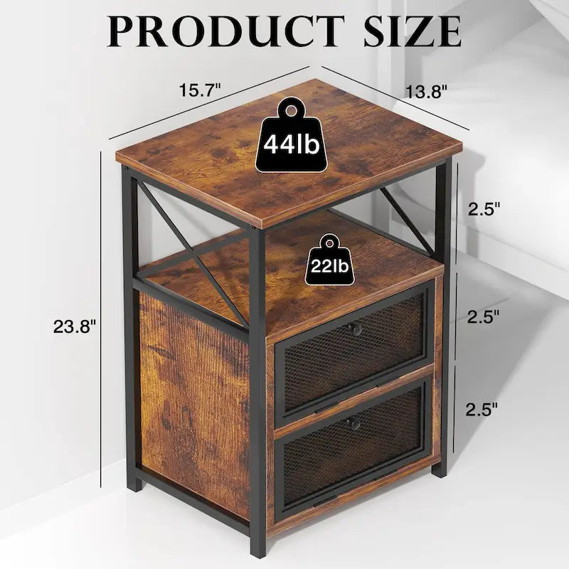 Table de chevet avec 2 tiroirs et étagère de rangement pour chambre, petites tables de chevet, table de chevet