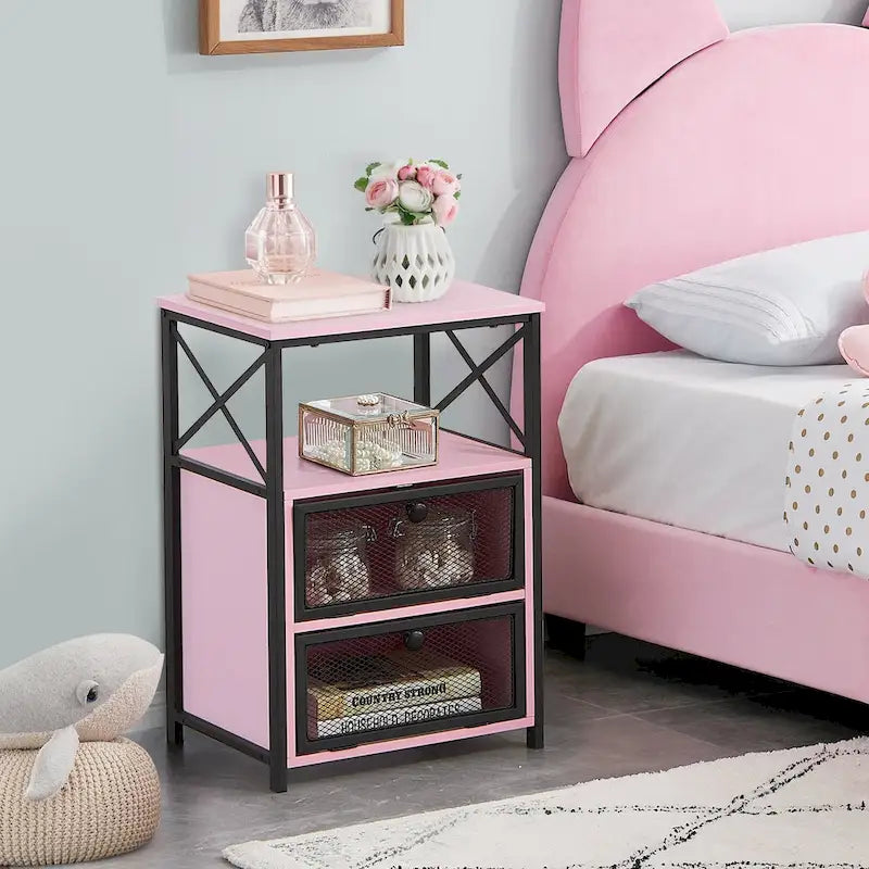 Table de chevet avec 2 tiroirs et étagère de rangement pour chambre, petites tables de chevet, table de chevet