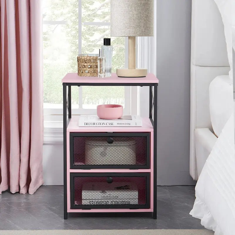 Table de chevet avec 2 tiroirs et étagère de rangement pour chambre, petites tables de chevet, table de chevet