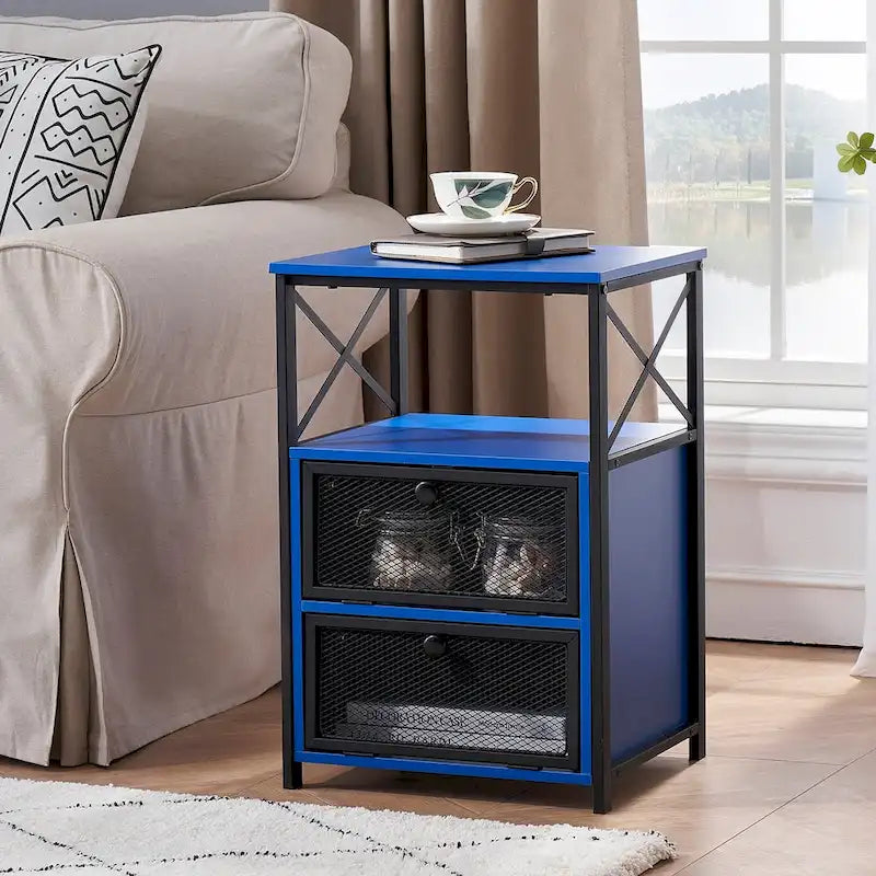 Table de chevet avec 2 tiroirs et étagère de rangement pour chambre, petites tables de chevet, table de chevet