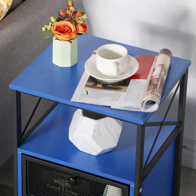Table de chevet avec 2 tiroirs et étagère de rangement pour chambre, petites tables de chevet, table de chevet