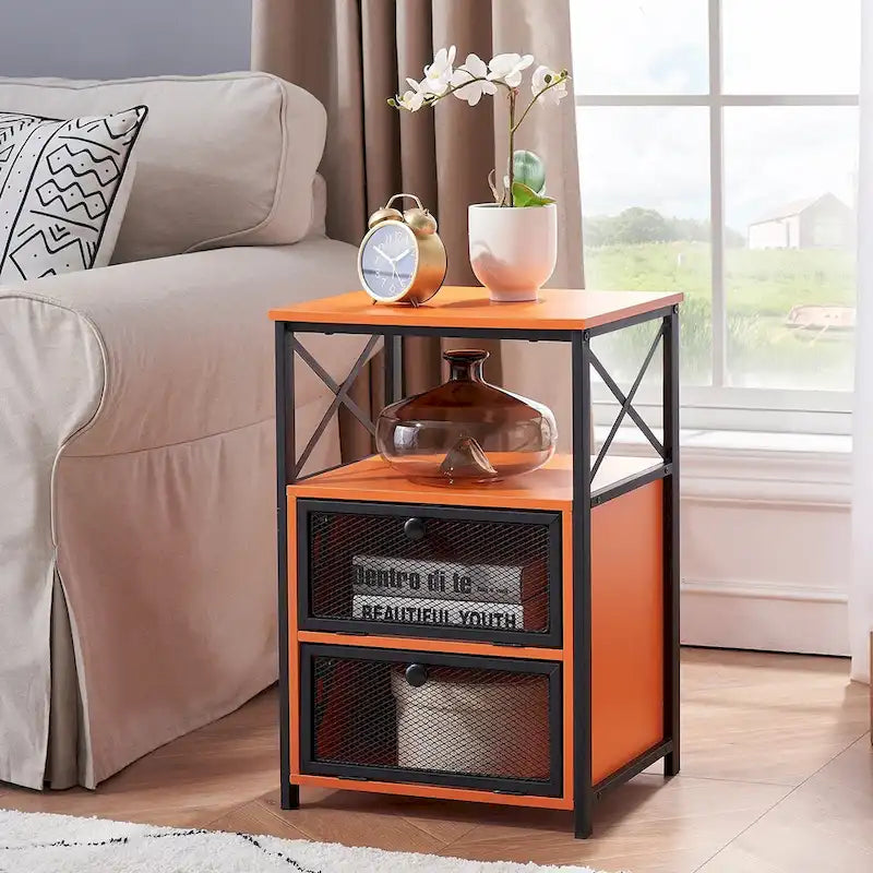 Table de chevet avec 2 tiroirs et étagère de rangement pour chambre, petites tables de chevet, table de chevet