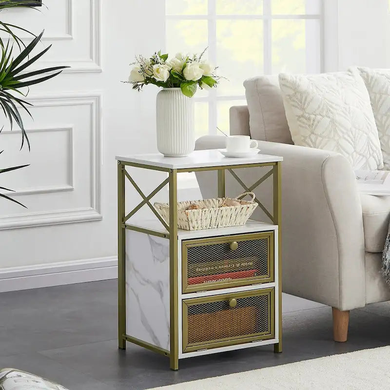 Table de chevet avec 2 tiroirs et étagère de rangement pour chambre, petites tables de chevet, table de chevet