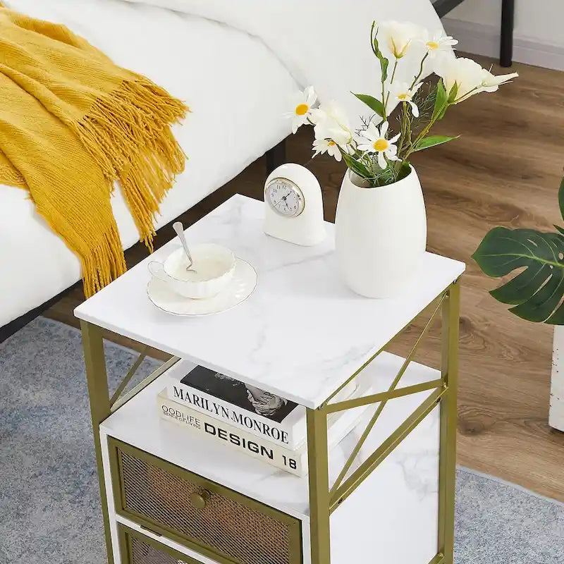 Table de chevet avec 2 tiroirs et étagère de rangement pour chambre, petites tables de chevet, table de chevet
