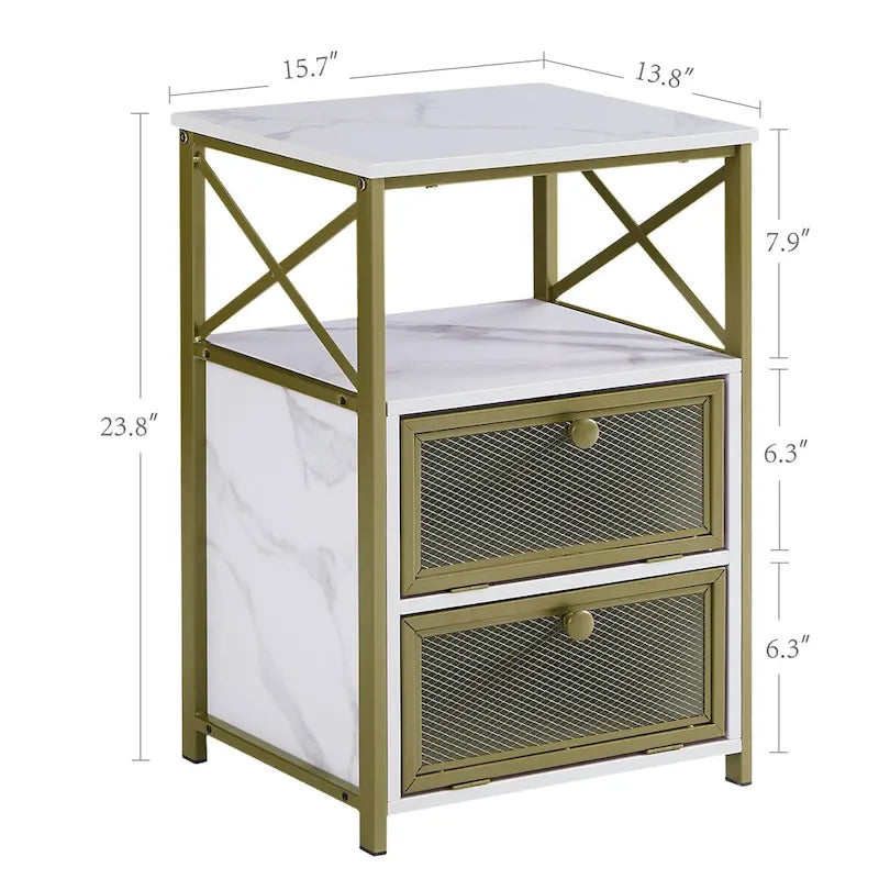 Table de chevet avec 2 tiroirs et étagère de rangement pour chambre, petites tables de chevet, table de chevet