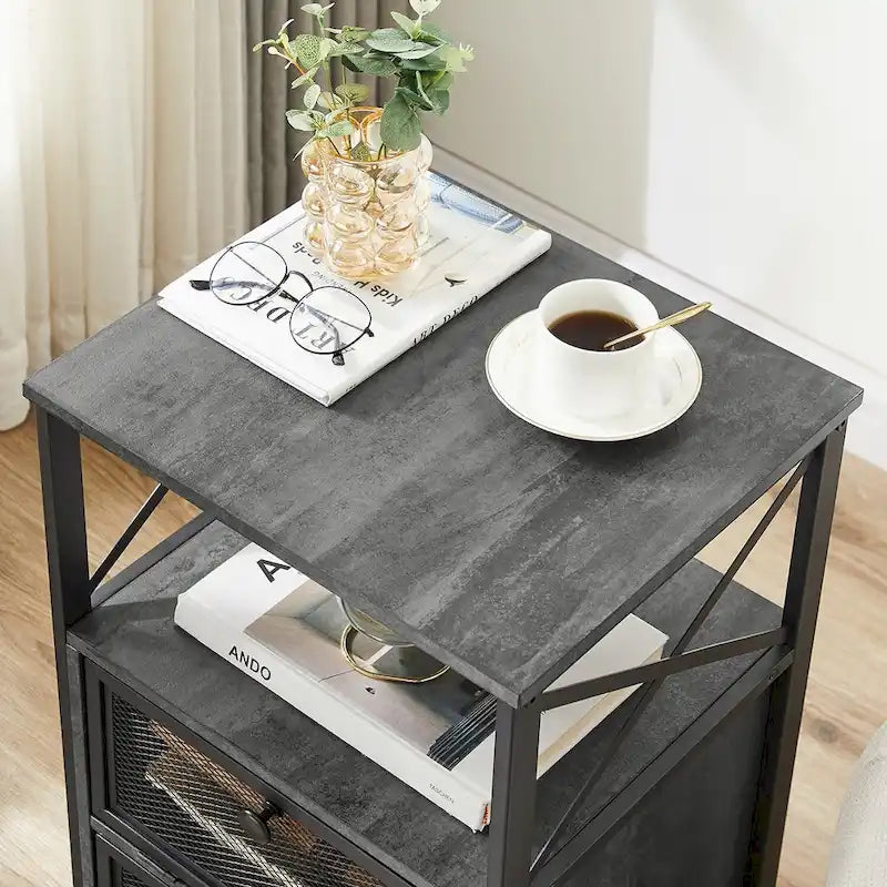 Table de chevet avec 2 tiroirs et étagère de rangement pour chambre, petites tables de chevet, table de chevet