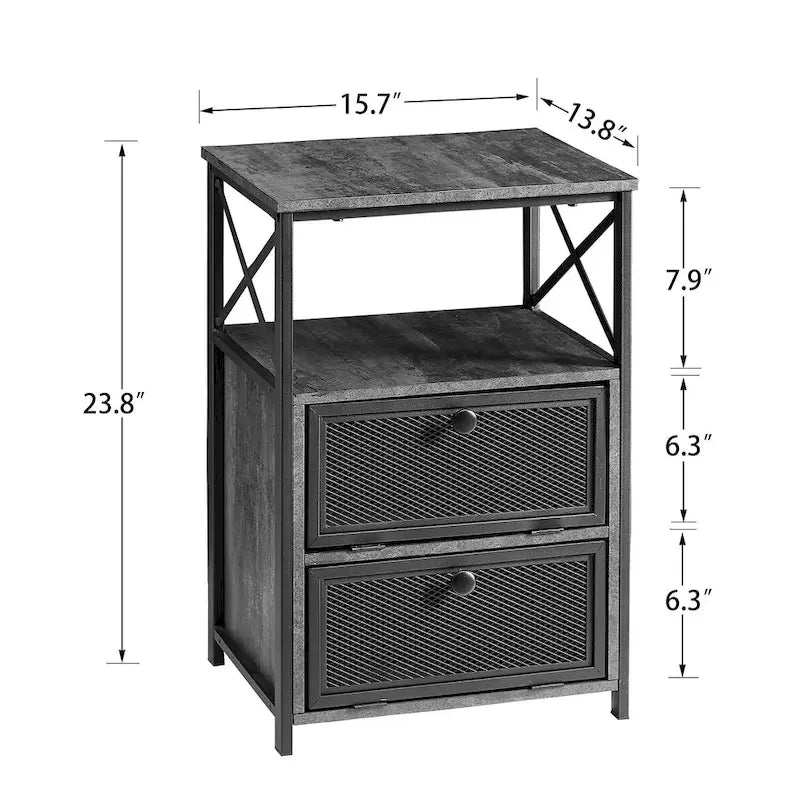 Table de chevet avec 2 tiroirs et étagère de rangement pour chambre, petites tables de chevet, table de chevet