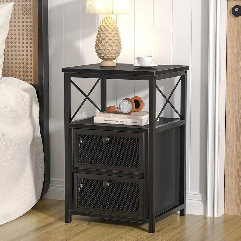 Table de chevet avec 2 tiroirs et étagère de rangement pour chambre, petites tables de chevet, table de chevet