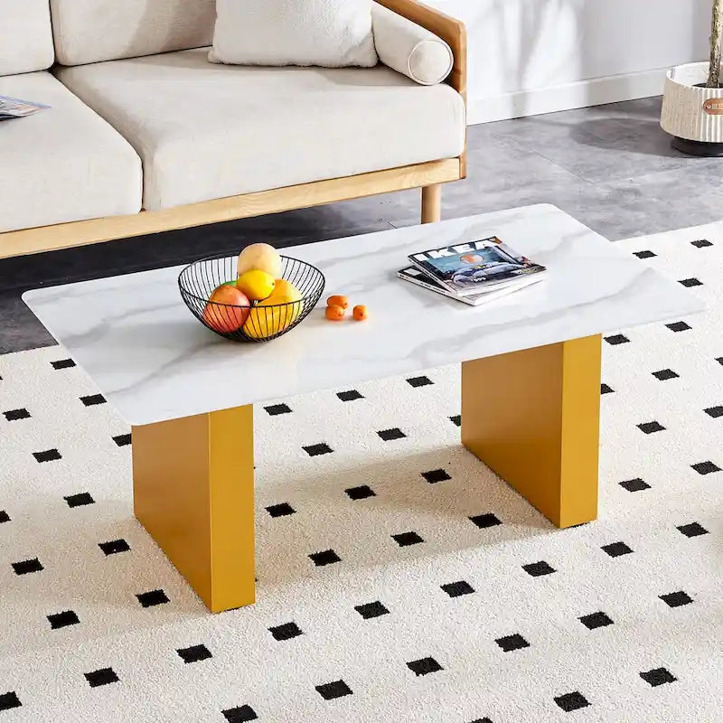 Table basse moderne minimaliste en verre trempé transparent