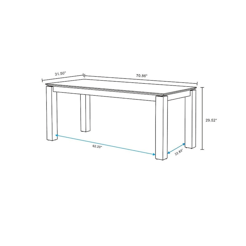 Table de salle à manger moderne en bois massif de 180 cm